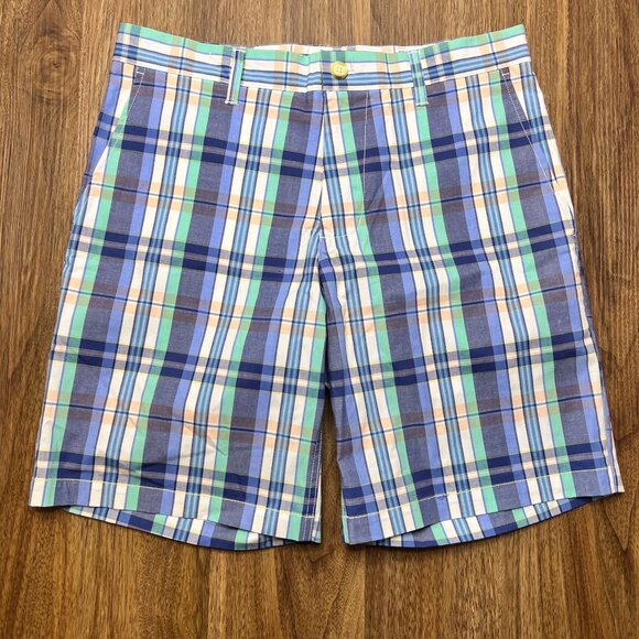 Southern Tide Shorts Mens Sz‎ 32 Cotton Casual Flat Front Plaid Chino Multicolor - Picture 1 of 7
